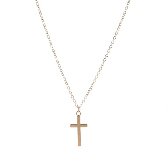 Gold Tone Cross Pendant Chain Necklace - Picture 2 of 2